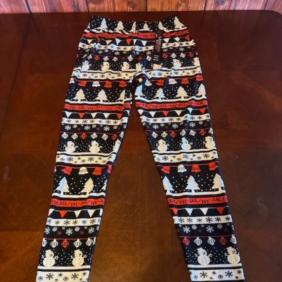 Christmas Snowman & Tree Patterned Womens Leggings - Picture 1 of 5